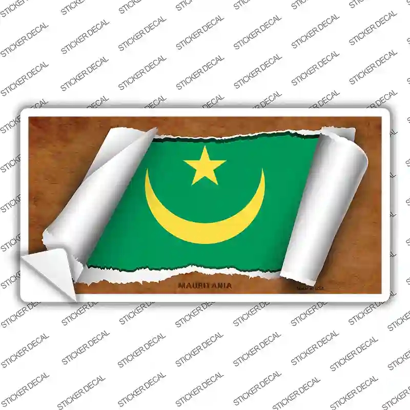 LP-9235s-XL Mauritania Flag Scroll Novelty Sticker Decal - Extra Large