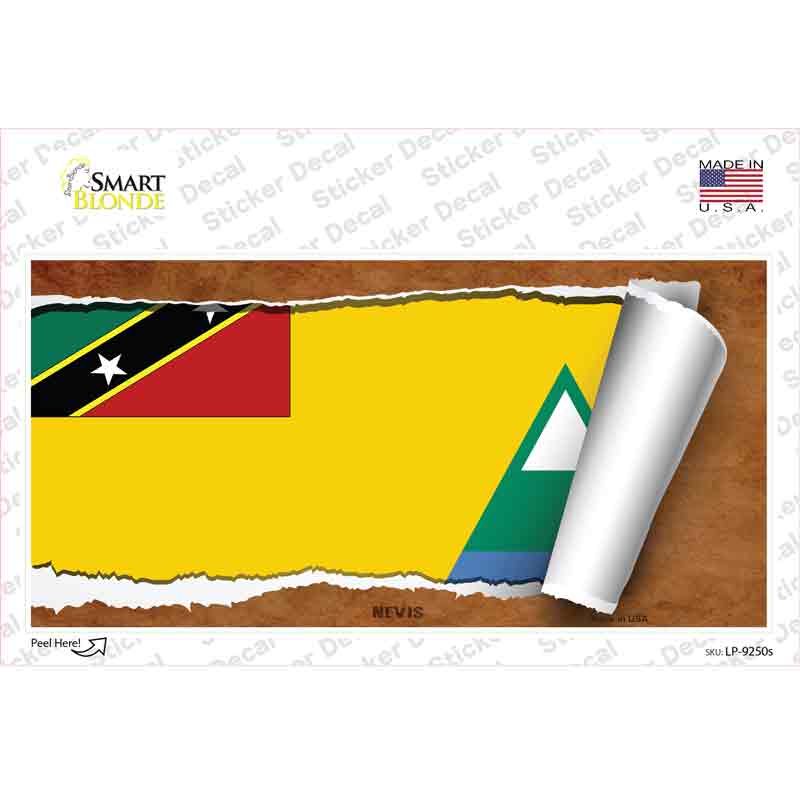 LP-9250s-M Nevis Flag Scroll Novelty Sticker Decal - Medium