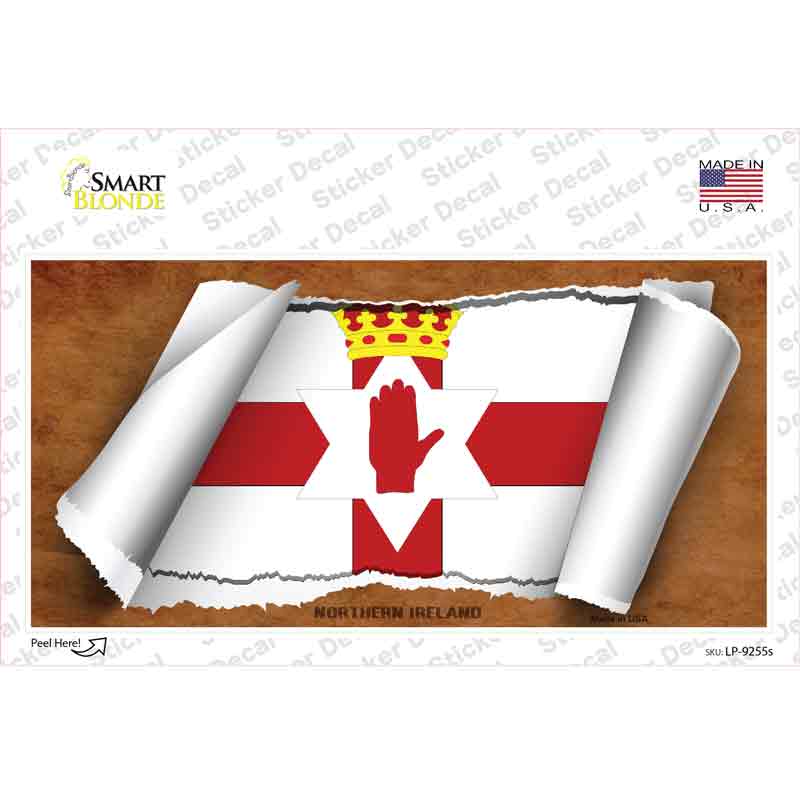 LP-9255s-M Northern Ireland Flag Scroll Novelty Sticker Decal - Medium