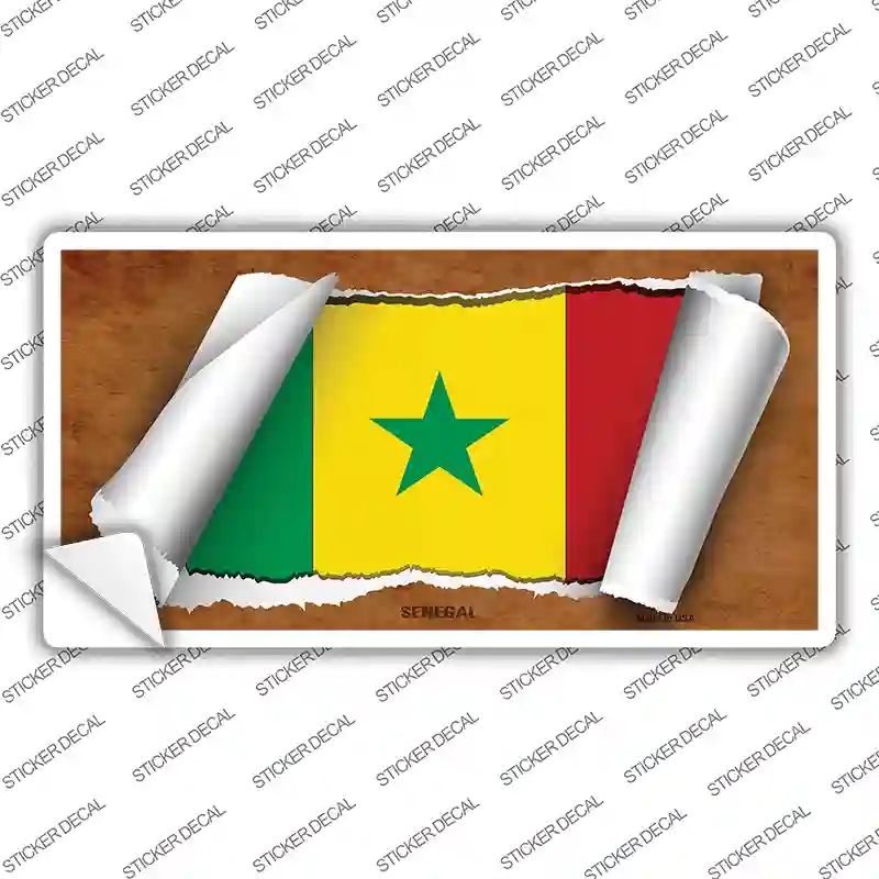 LP-9277s-L Senegal Flag Scroll Novelty Sticker Decal - Large