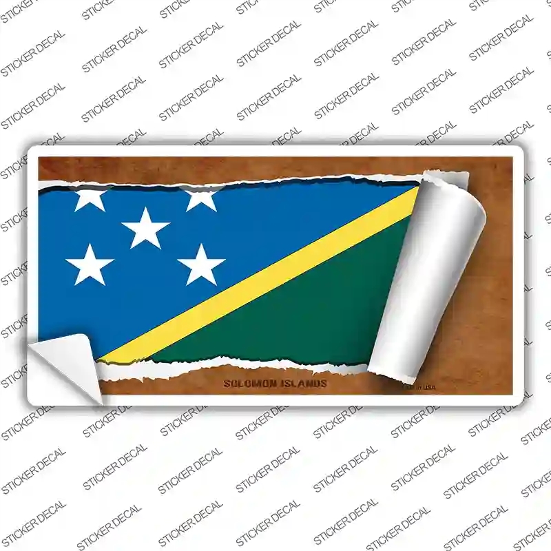 LP-9283s-L Solomon Islands Flag Scroll Novelty Sticker Decal - Large
