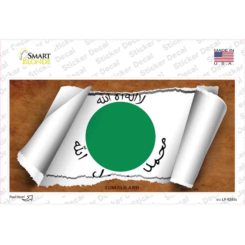 LP-9285s-M Somaliland Flag Scroll Novelty Sticker Decal - Medium