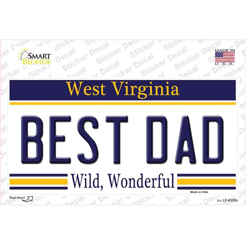 LP-6509s-M Best Dad West Virginia Novelty Sticker Decal - Medium