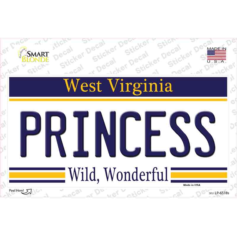 LP-6518s-M Princess West Virginia Novelty Sticker Decal - Medium