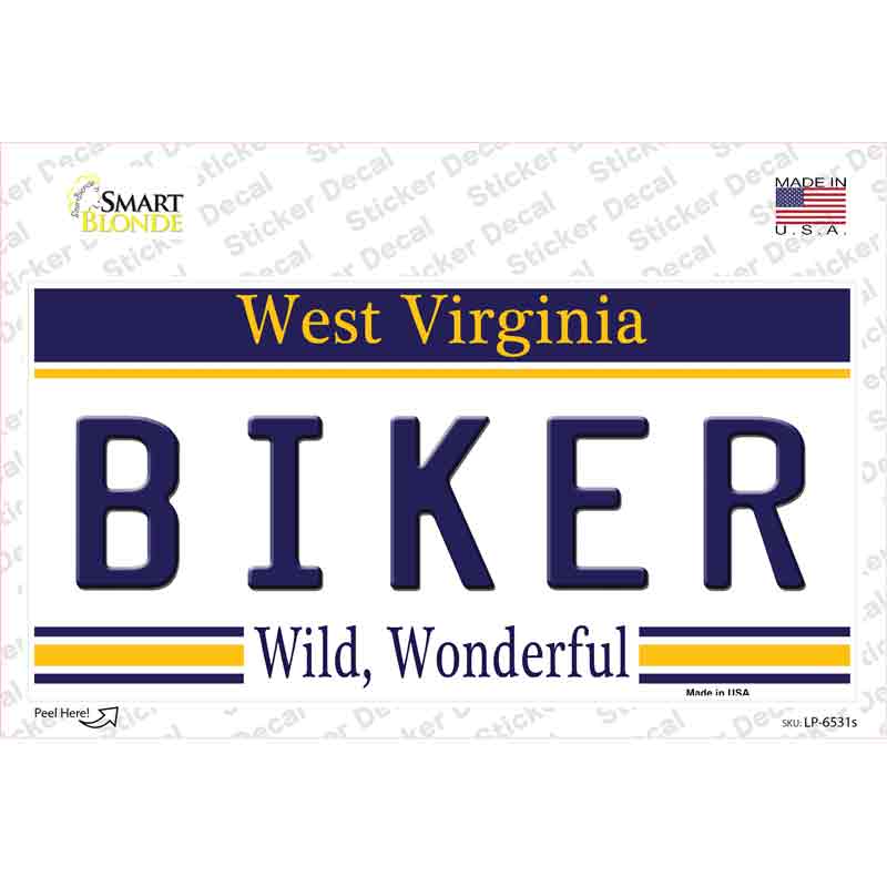 LP-6531s-M Biker West Virginia Novelty Sticker Decal - Medium