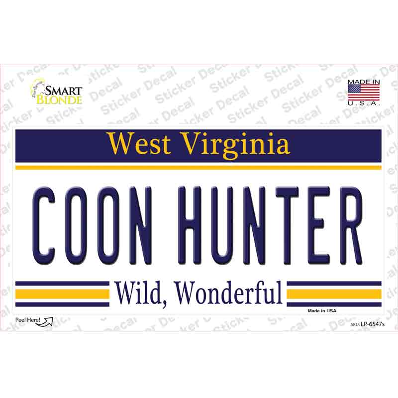 LP-6547s-M Coon Hunter West Virginia Novelty Sticker Decal - Medium