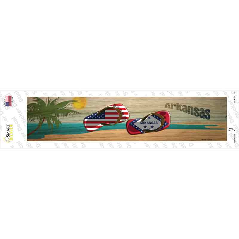 K-1477s-M Arkansas & US Flag Novelty Narrow Sticker Decal - Medium