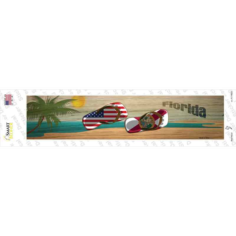 K-1482s-M Florida & US Flag Novelty Narrow Sticker Decal - Medium