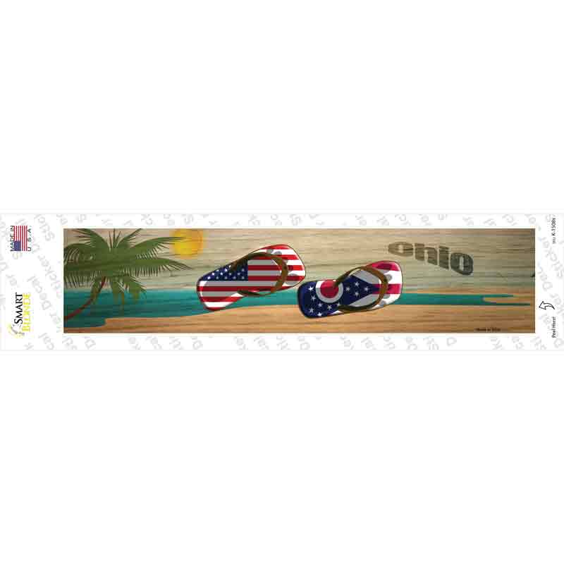K-1508s-M Ohio & US Flag Novelty Narrow Sticker Decal - Medium