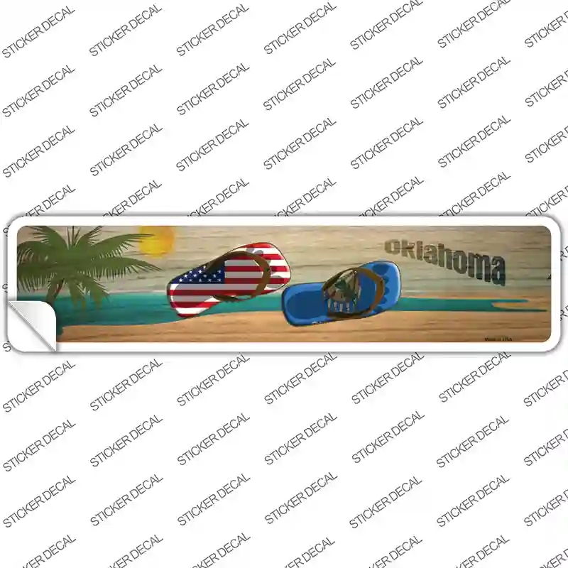 K-1509s-S Oklahoma & US Flag Novelty Narrow Sticker Decal - Small