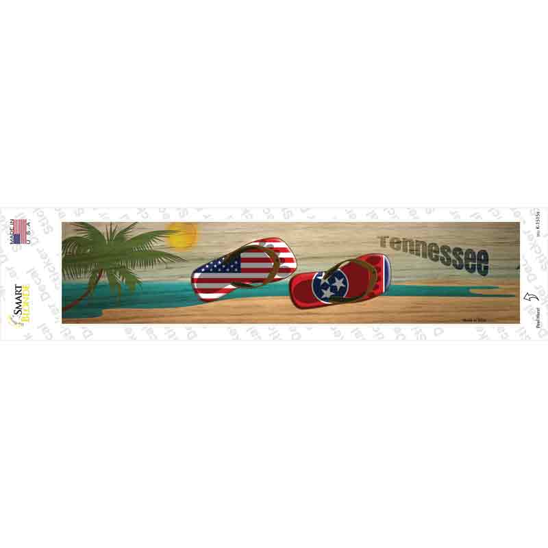K-1515s-M Tennessee & US Flag Novelty Narrow Sticker Decal - Medium