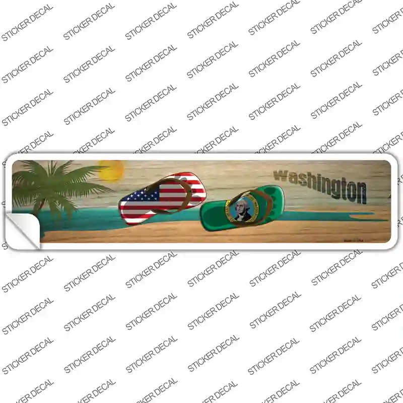 K-1520s-S Washington & US Flag Novelty Narrow Sticker Decal - Small