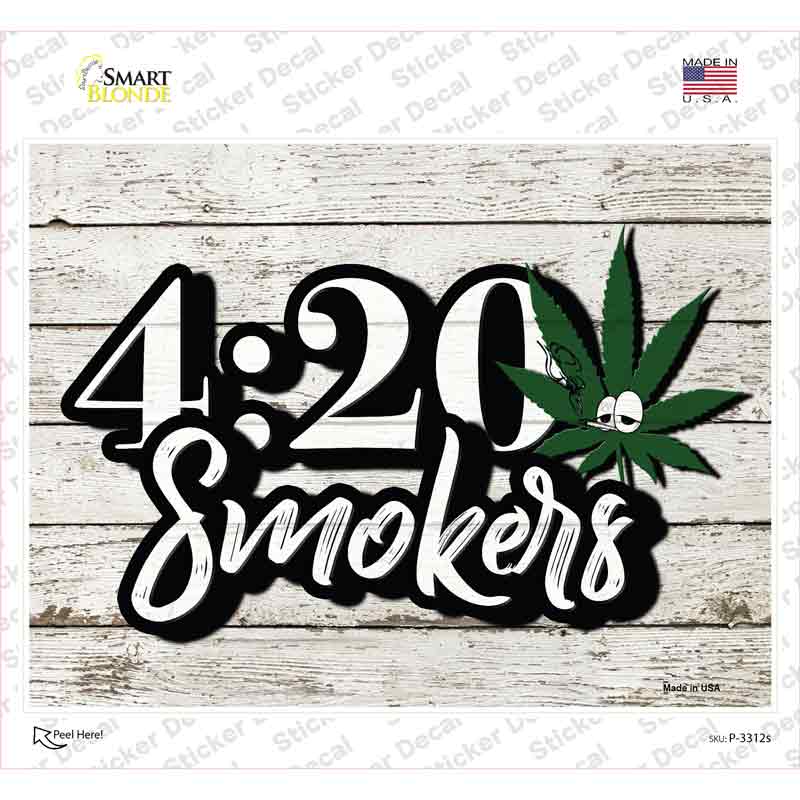 P-3312s-M 420 Smokers Novelty Rectangle Sticker Decal - Medium