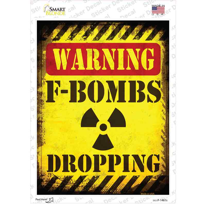 P-1461s-M F Bombs Dropping Novelty Rectangle Sticker Decal - Medium