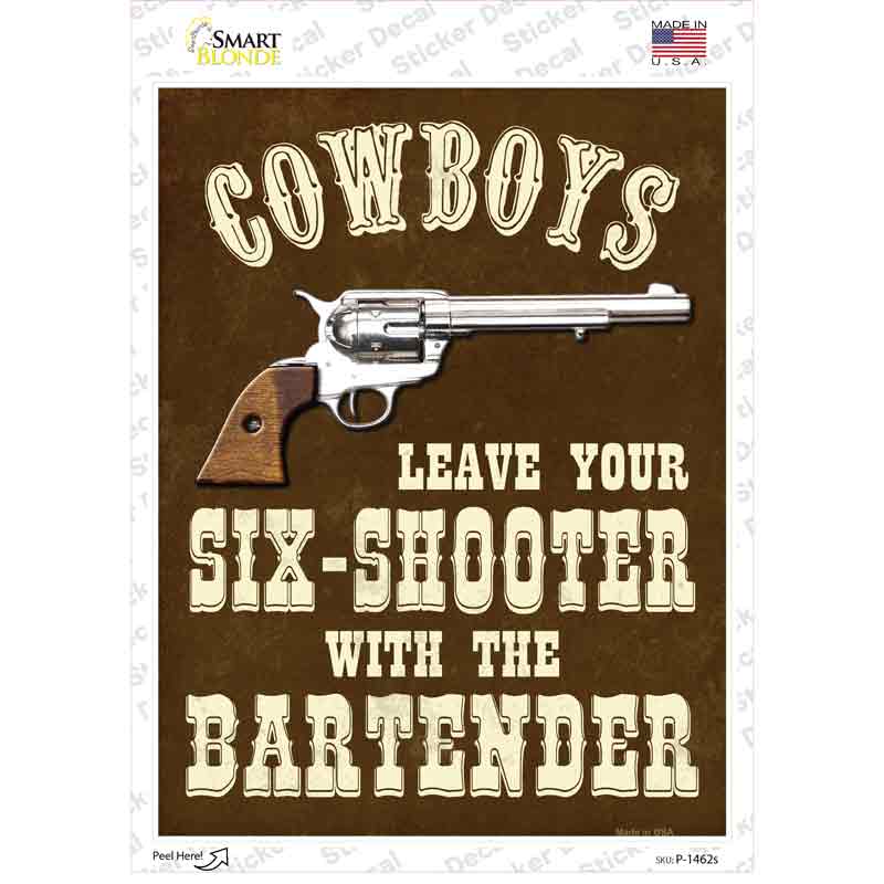 P-1462s-M Cowboys Gun Novelty Rectangle Sticker Decal - Medium