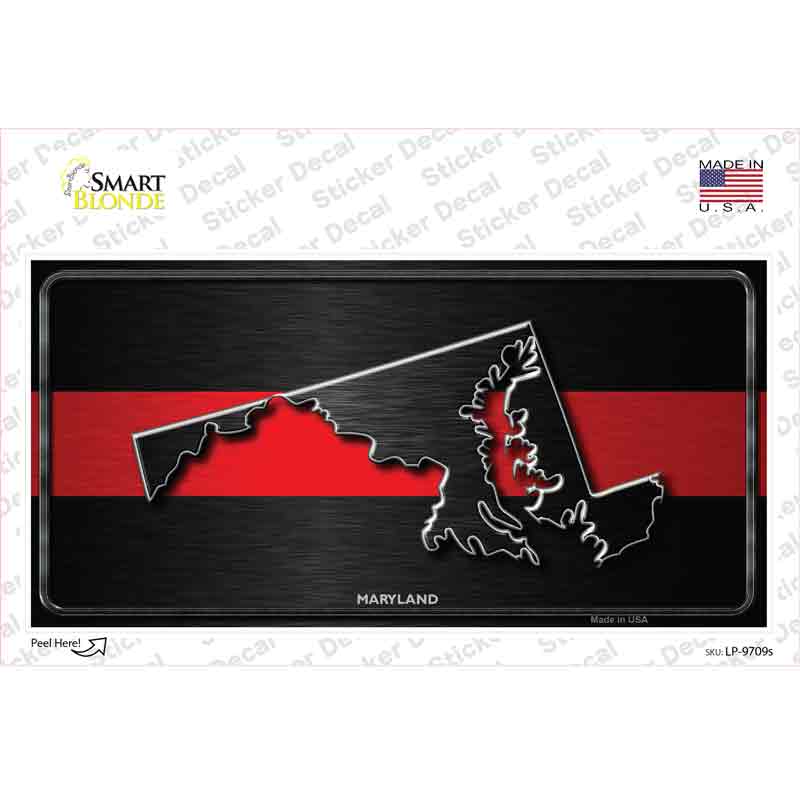 LP-9709s-M Maryland Thin Red Line Novelty Sticker Decal - Medium