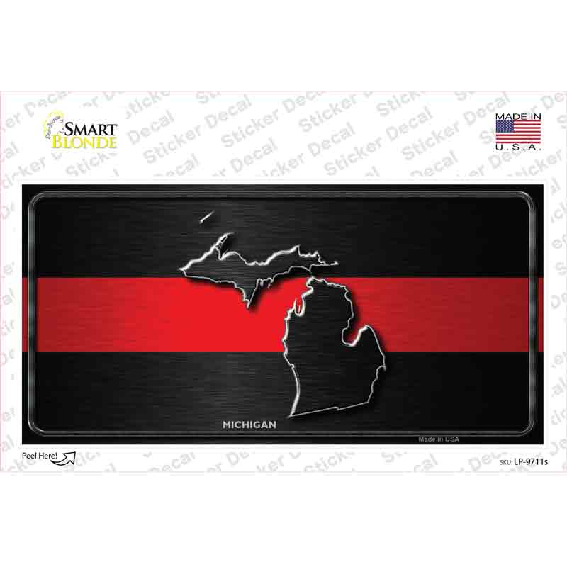 LP-9711s-M Michigan Thin Red Line Novelty Sticker Decal - Medium