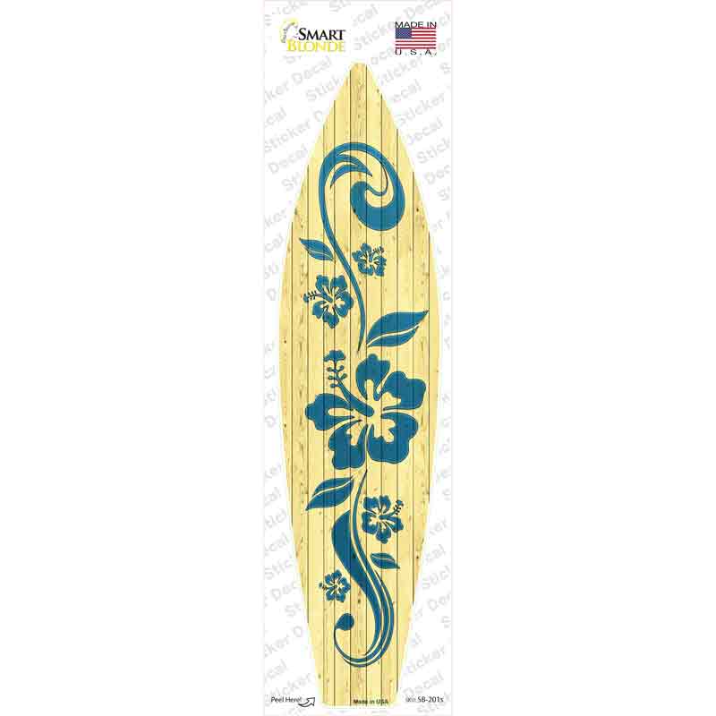 SB-201s-M Hibiscus Floweron Wood Novelty Surfboard Sticker Decal - Medium