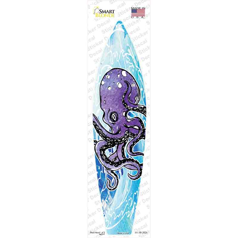 SB-202s-M Octopus on A Wave Novelty Surfboard Sticker Decal - Medium
