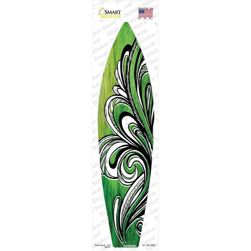 SB-206s-M Green Tribal Novelty Surfboard Sticker Decal - Medium