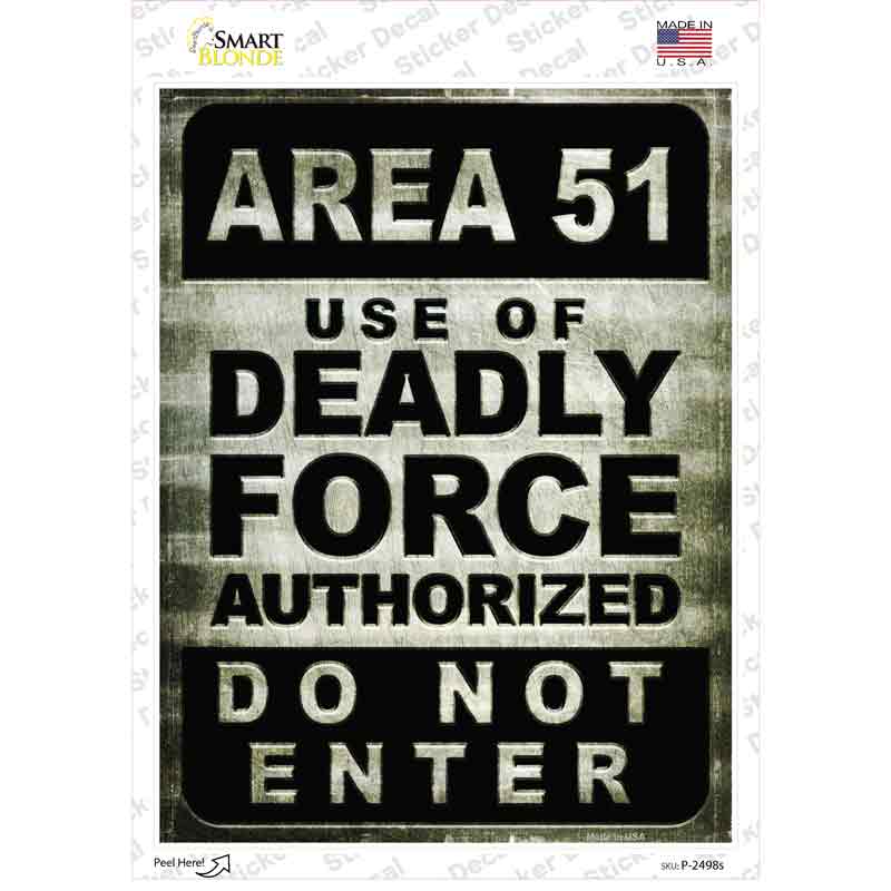 P-2498s-M Area 51 Novelty Rectangle Sticker Decal - Medium