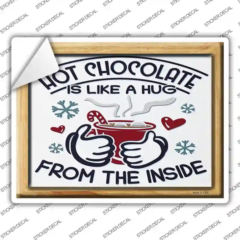 P-3956s-L Hot Chocolate Hug Novelty Rectangle Sticker Decal - Large