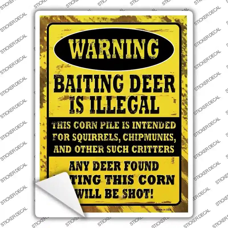 P-3972s-L Deer Baiting Illegal Novelty Rectangle Sticker Decal - Large