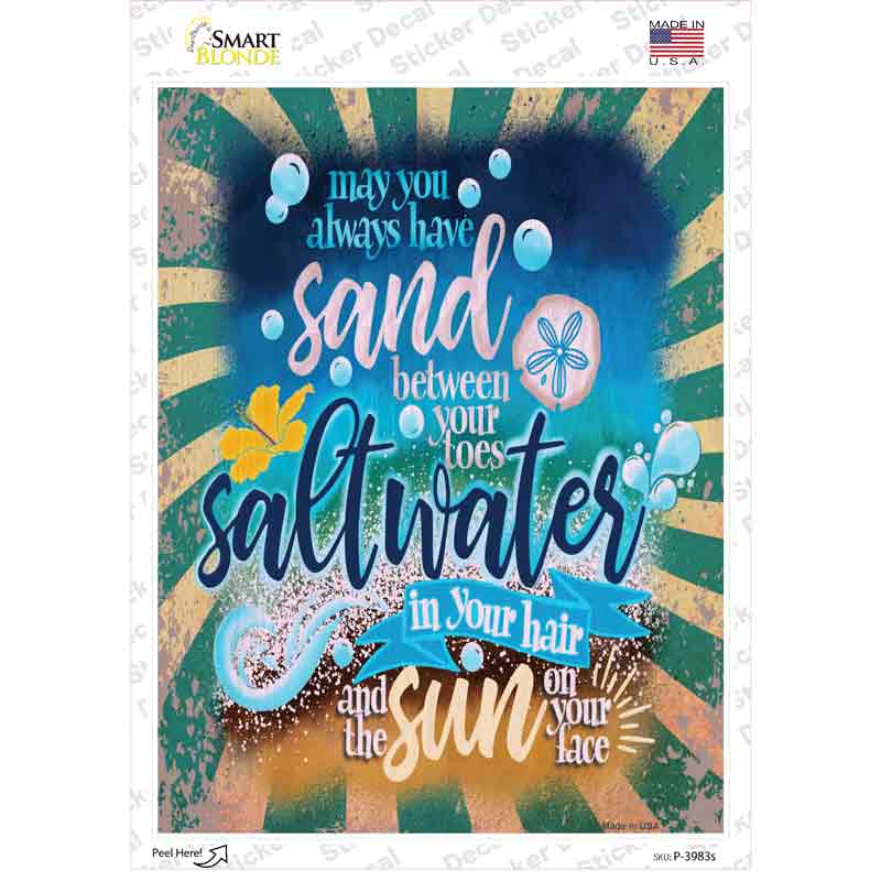 P-3983s-M Sand Between Your Toes Novelty Rectangle Sticker Decal - Medium