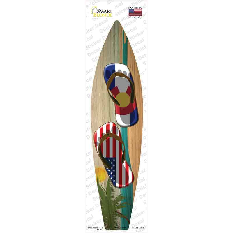 SB-244s-M Colorado Flag Flip Flop Novelty Surfboard Sticker Decal - Medium