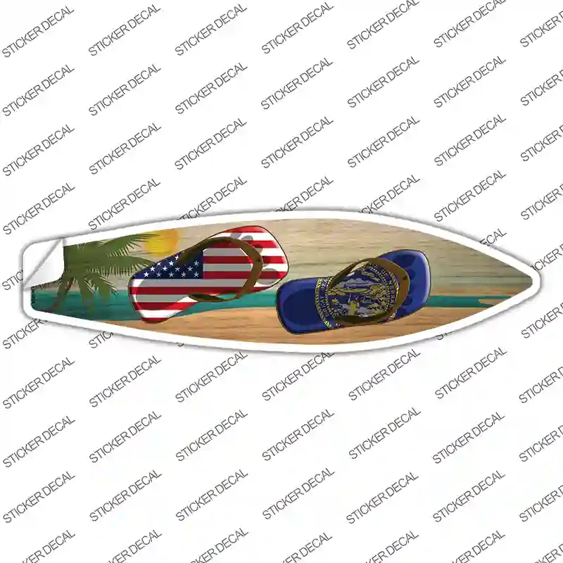 SB-265s-S Nebraska Flag Flip Flop Novelty Surfboard Sticker Decal - Small