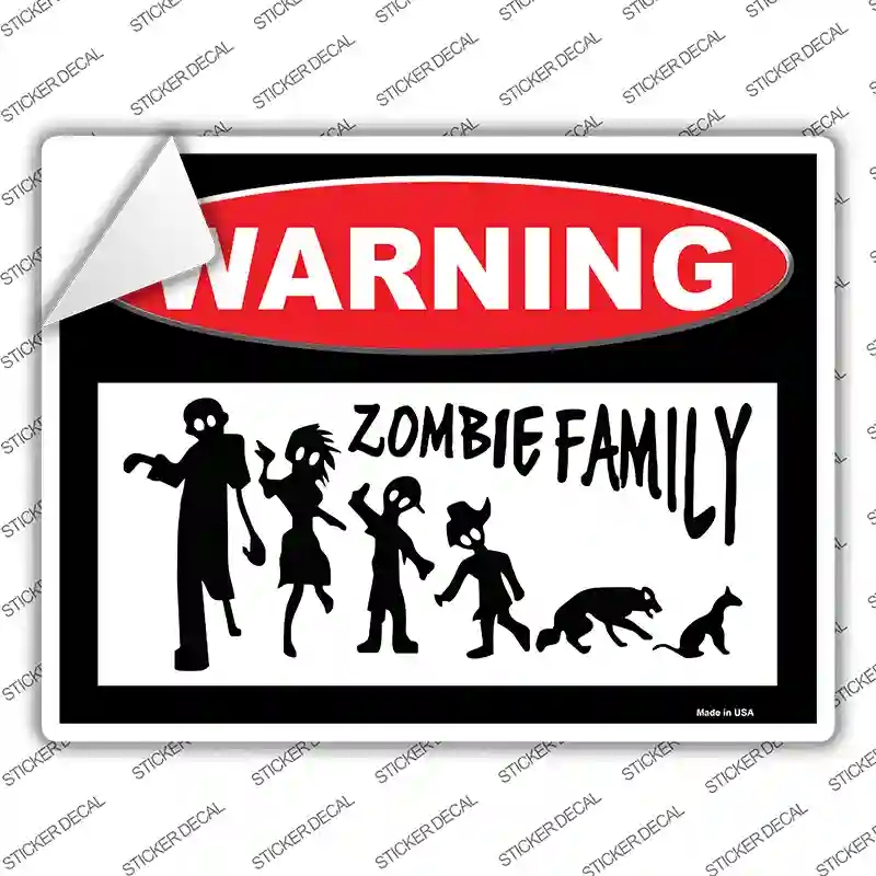 P-1019s-S Zombie Family Novelty Rectangle Sticker Decal - Small