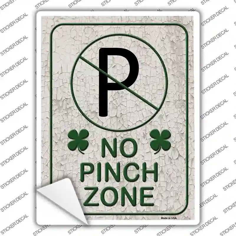 P-1024s-L No Pinch Zone White Novelty Rectangle Sticker Decal - Large