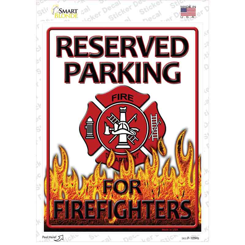 P-1094s-M Reserved Firefighters Novelty Rectangle Sticker Decal - Medium