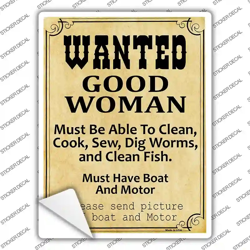 P-1095s-L Wanted Good Women Novelty Rectangle Sticker Decal - Large