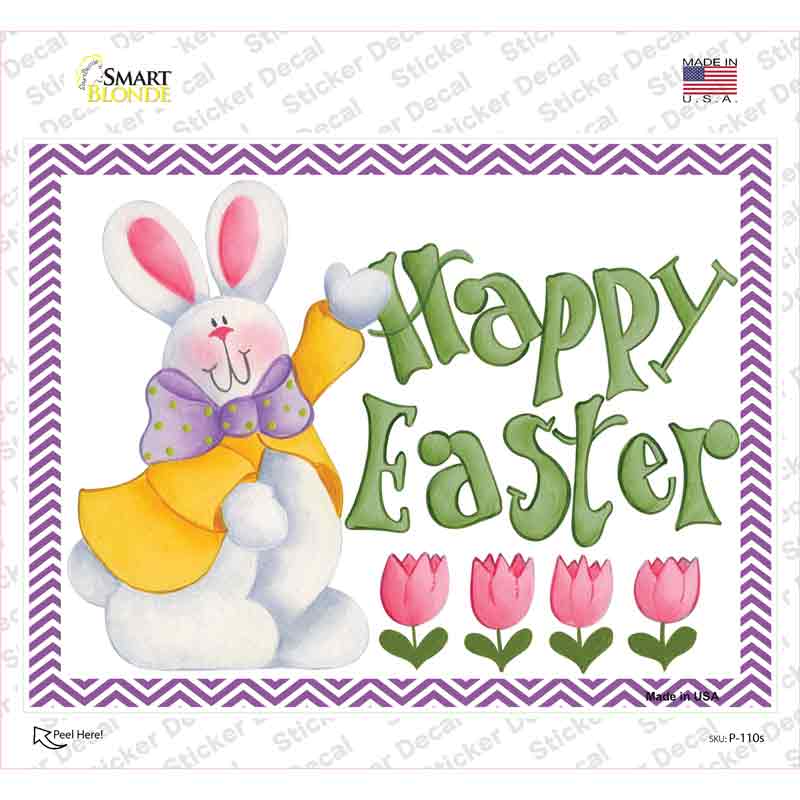 P-110s-M Happy Easter Purple Novelty Rectangle Sticker Decal - Medium