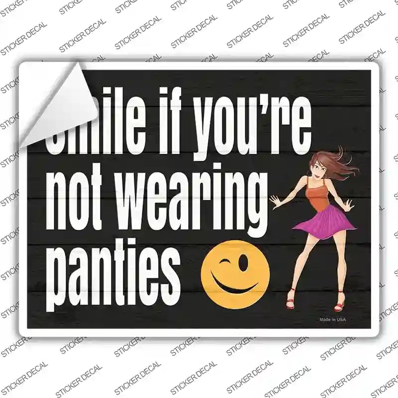 P-3405s-L Not Wearing Panties Novelty Rectangle Sticker Decal - Large