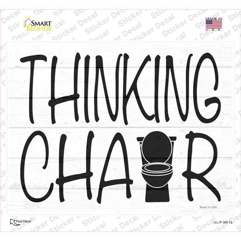 P-3411s-M Thinking Chair Novelty Rectangle Sticker Decal - Medium