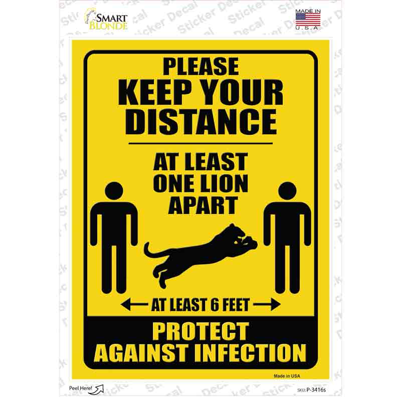 P-3416s-M One Lion Apart Novelty Rectangle Sticker Decal - Medium