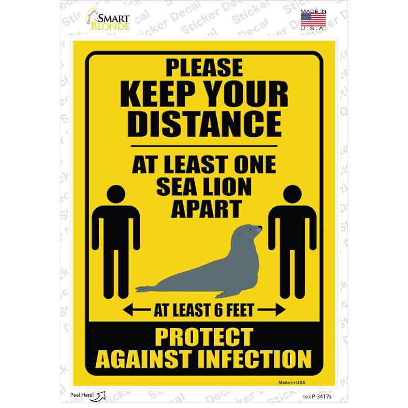 P-3417s-M One Seal Apart Novelty Rectangle Sticker Decal - Medium