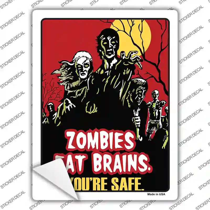 P-884s-L Zombies Eat Brains Novelty Rectangle Sticker Decal - Large