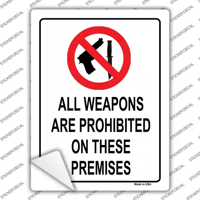 P-341s-XL Weapons Are Prohibited Novelty Rectangle Sticker Decal - Extra Large