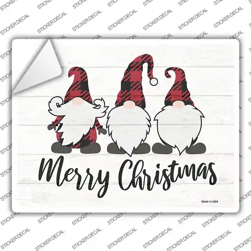 P-3428s-S Merry Christmas Gnomes Novelty Rectangle Sticker Decal - Small
