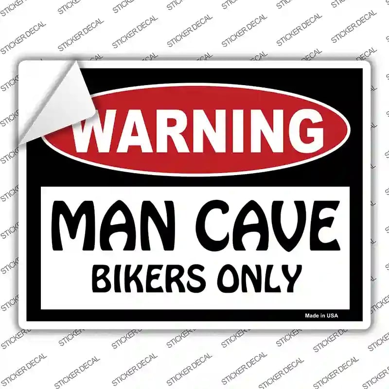 P-122s-L Man Cave Bikers Only Novelty Rectangle Sticker Decal - Large