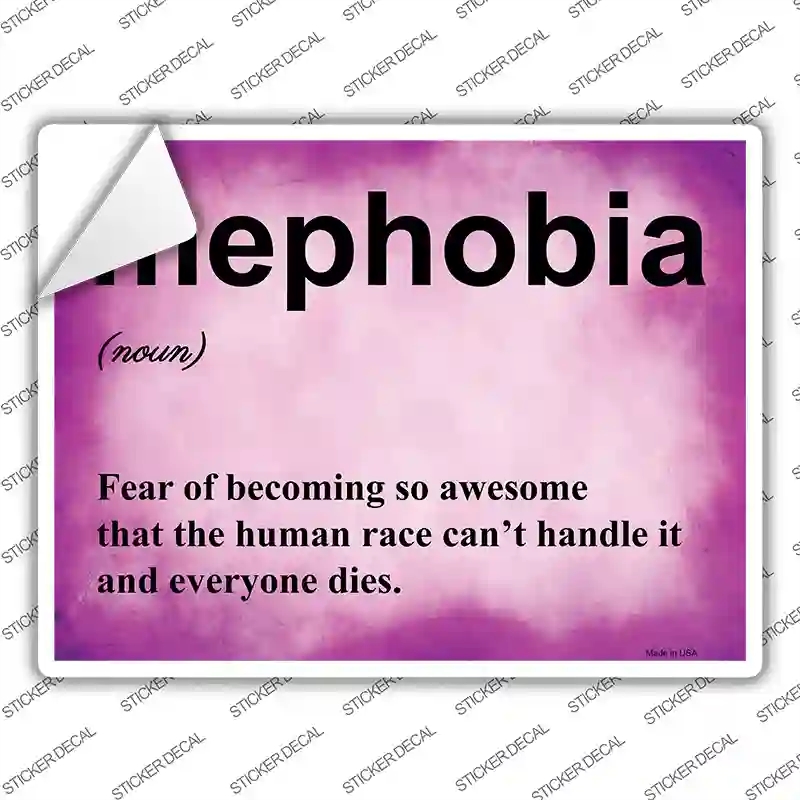 P-1308s-L Mephobia Novelty Rectangle Sticker Decal - Large