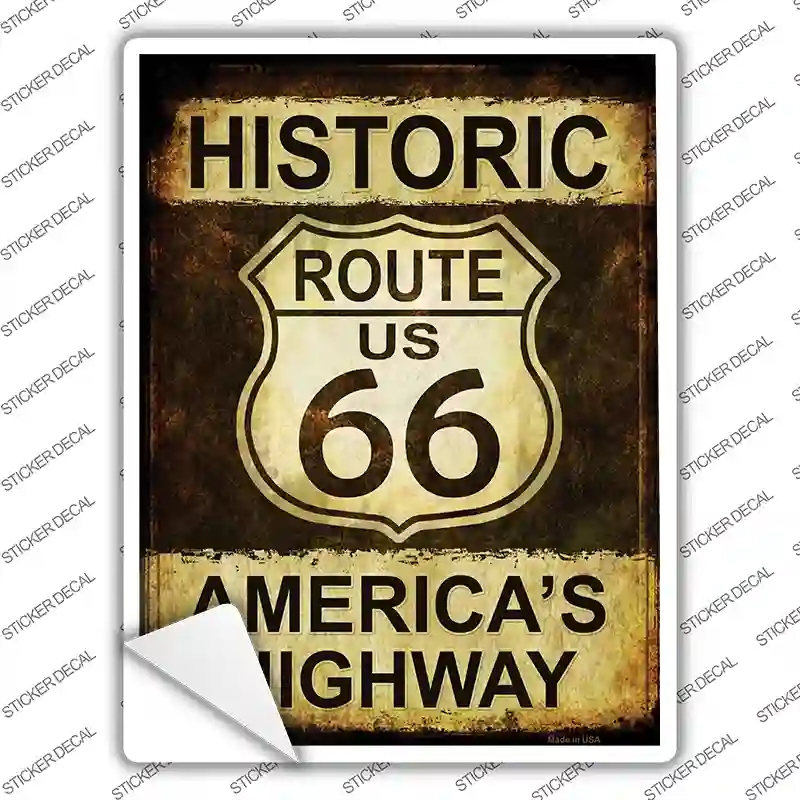 P-1316s-S Rusty Historic Route 66 Novelty Rectangle Sticker Decal - Small