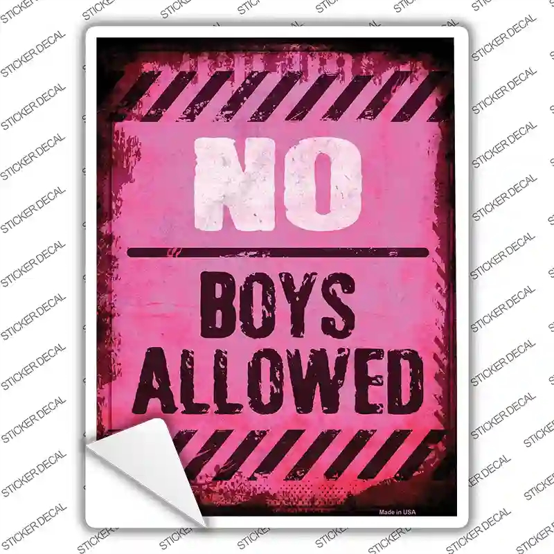P-1322s-L No Boys Allowed Distressed Novelty Rectangle Sticker Decal - Large