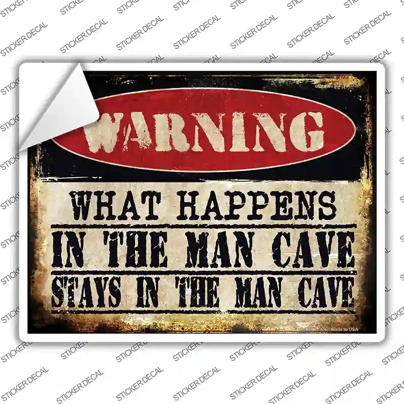 P-1335s-S In the Man Cave Novelty Rectangle Sticker Decal - Small