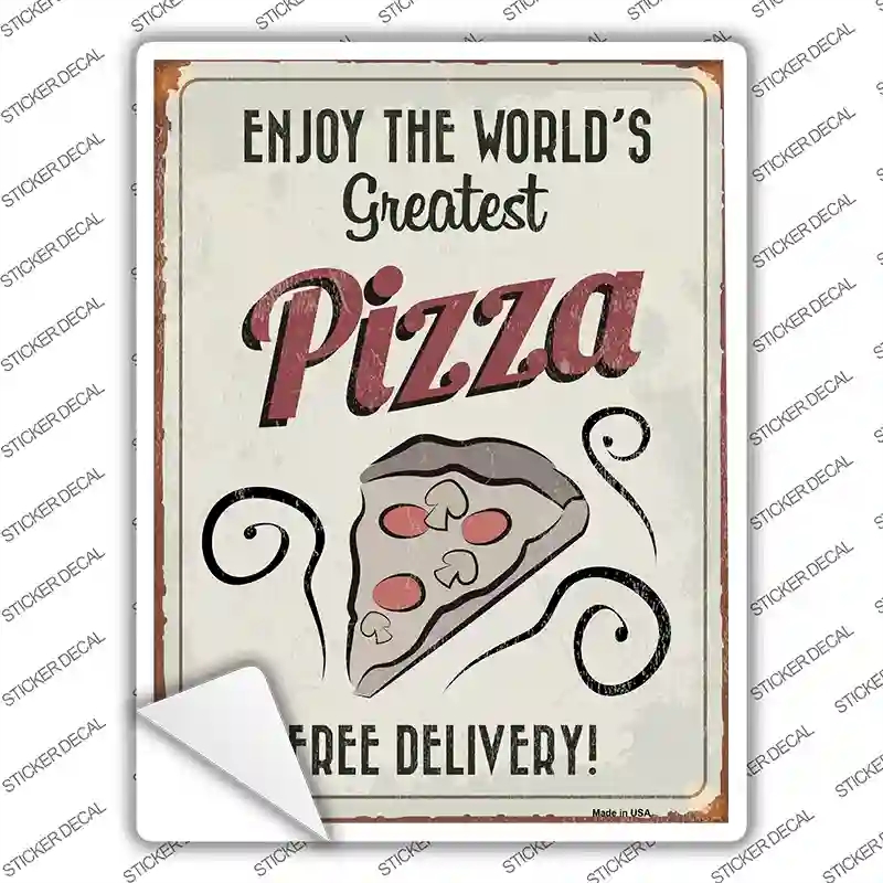 P-1064s-XL Greatest Pizza Novelty Rectangle Sticker Decal - Extra Large