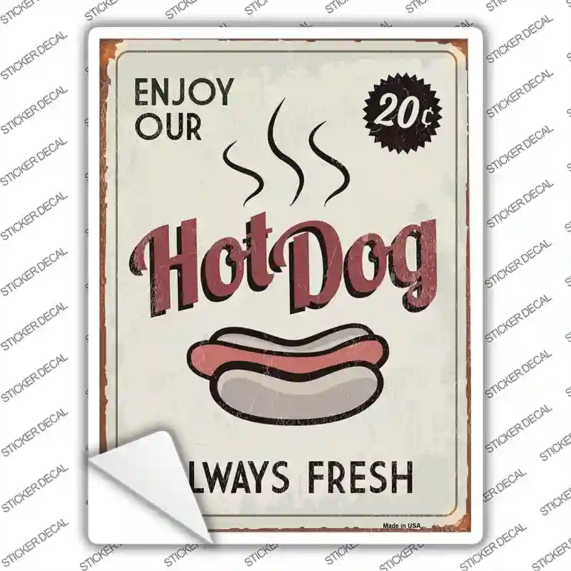 P-1065s-XL Hot Dog Novelty Rectangle Sticker Decal - Extra Large