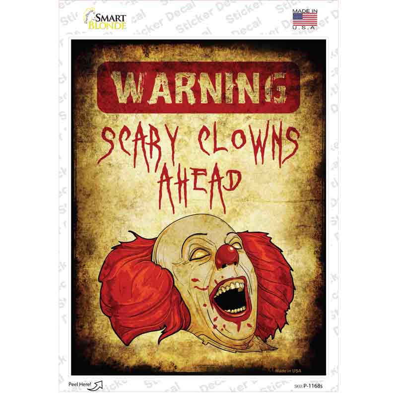 P-1168s-M Scary Clowns Novelty Rectangle Sticker Decal - Medium